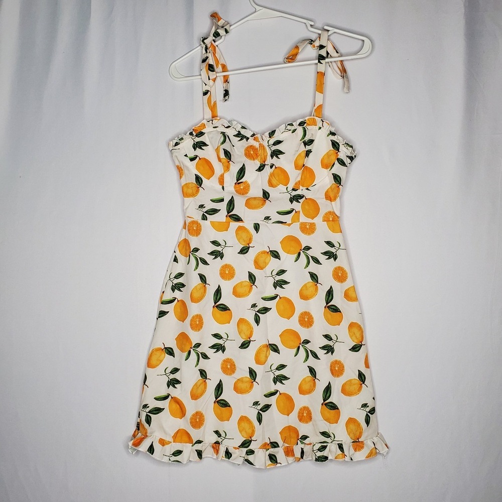 Shein Empire Sweetheart Mini Dress 6 Orange Fruit Cocktail Cottagecore Whimsy